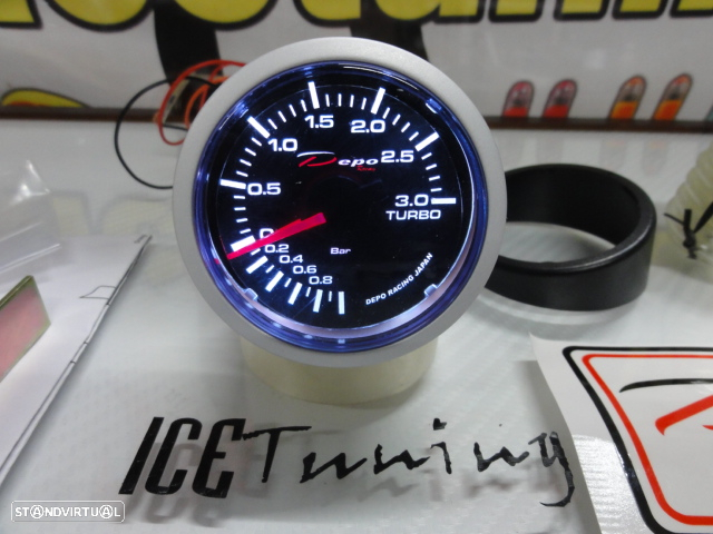 Manometro da Pressao do Turbo 3 bar Fundo Preto / smoke c/iluminaçao led branco Depo Racing Japan 52mm de diametro - 16