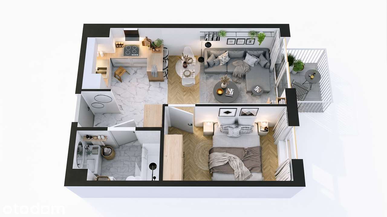 2 pokoje z balkonem | 35,92 m² | Rotmanka