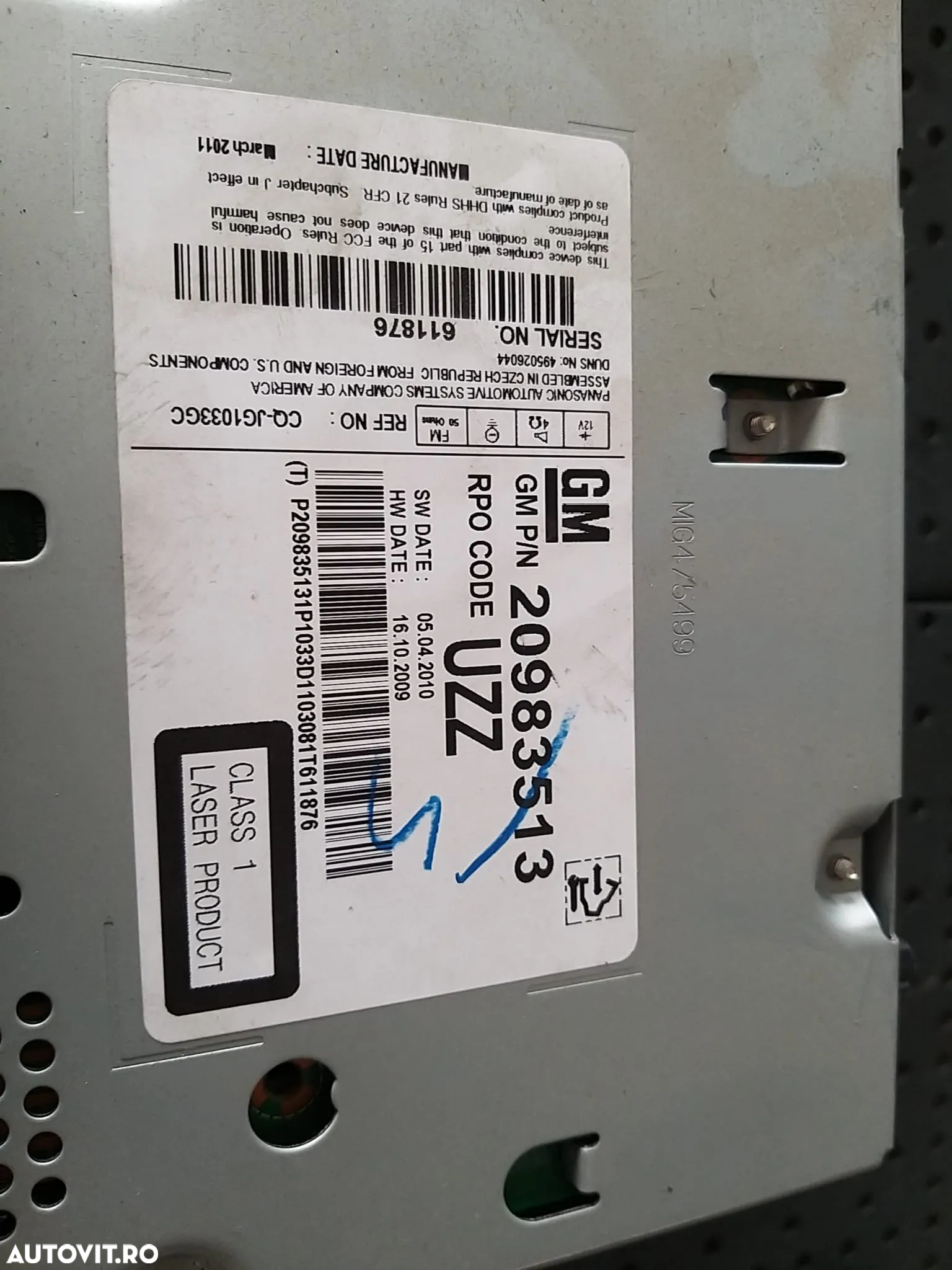 Radio cd player opel astra j 20983513 495026044 - 2