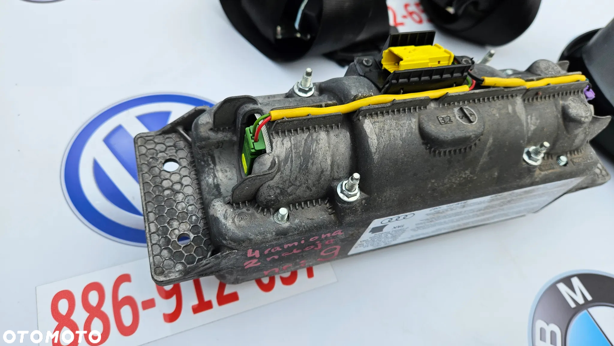 Audi A4 B7 Poduszka kierownicy 4 ramiona Czarna Airbag pasażera Pasy prawy i lewy - 9