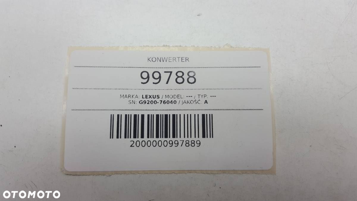 KONWERTER G9200-76040 LEXUS CT200H 2016 - 5