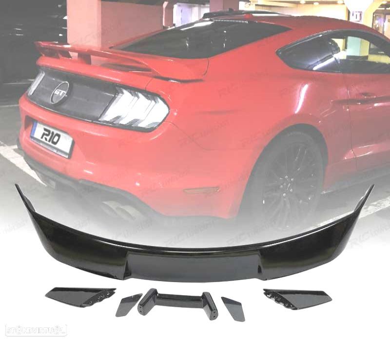 AILERON SPOILER FORD MUSTANG LOOK GT500 15-19 PRETO BRILHANTE - 1