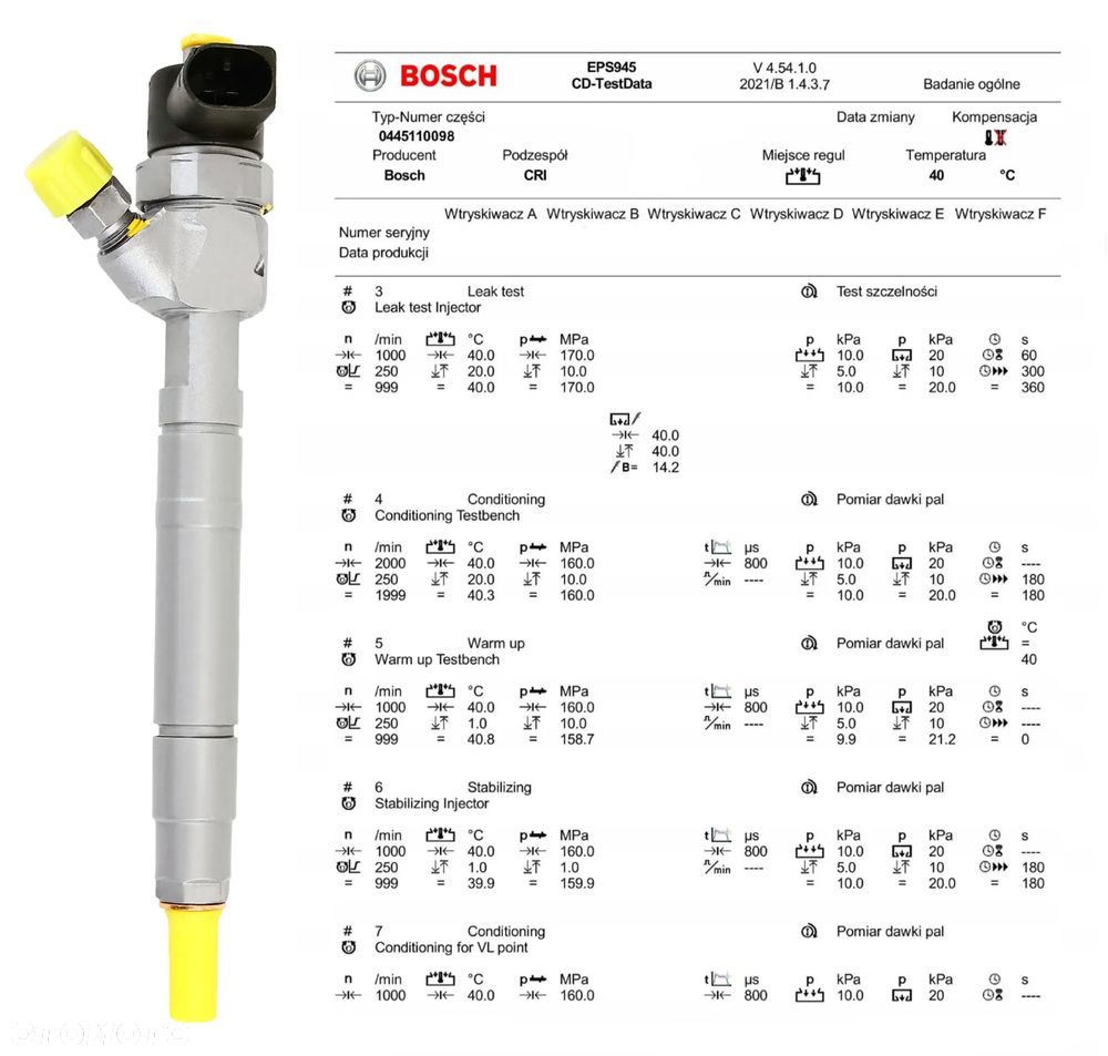Wtryskiwacz Bosch 0445110098 Jeep 2.7 crd - 5