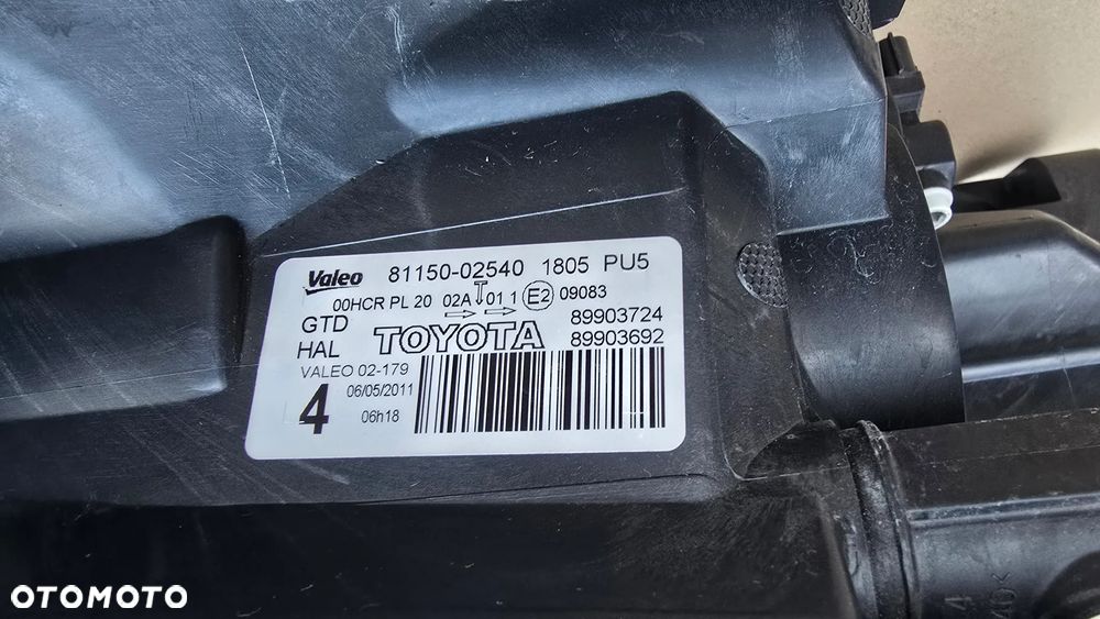 Toyota Auris I Lift 10-12 Lampa Przód Lewa Zwykła Soczewka Oryginał EU Nieklejona - 5
