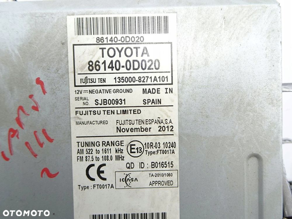 radio cd toyota yaris iii anglik - 10