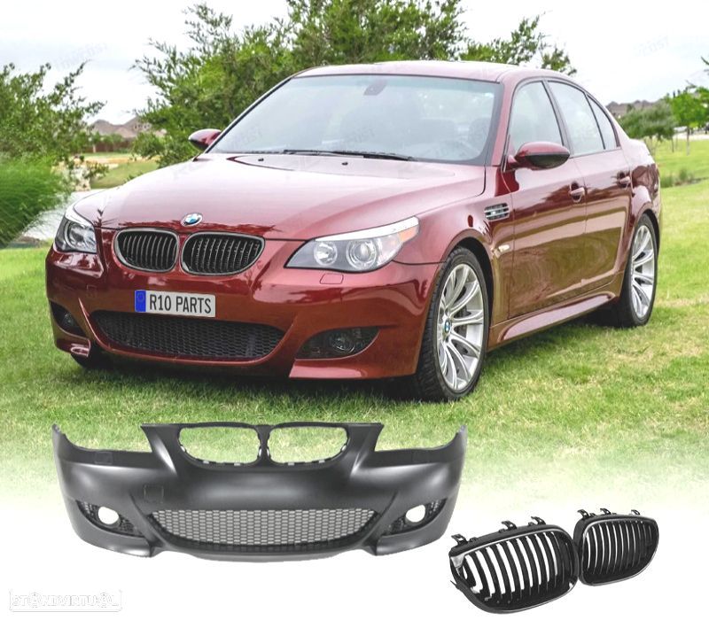 PARA-CHOQUES + GRELHA BMW E60 03-07 LOOK M5 PRETO BRILHANTE SRA - 1
