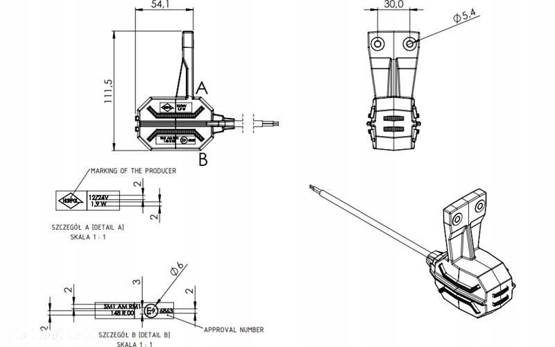 lampa obrysowa led dragon prawa dragon biała pomarańczowa czerwona 12/24v - 4