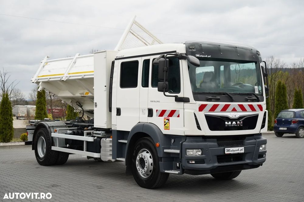 MAN TGM 18.340 / 4X2 / BASCĂLARE 3 LATERALĂ / BANCĂ HIDRODOXY / CAMION CU 7 LOCURI / BORDMATIC - 10