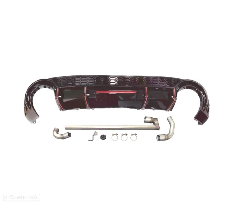 DIFUSOR AUDI A3 21- LOOK RS3 COM LUZ DE FREIO PRETO BRILHANTE + LINHA DE ESCAPE - 2