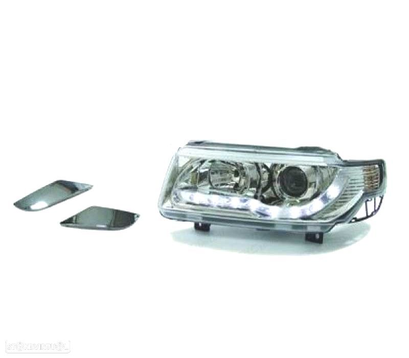 FARÓIS COM LUZ DIURNA VOLKSWAGEN VW PASSAT B4 93-96 FUNDO CROMADO - 2