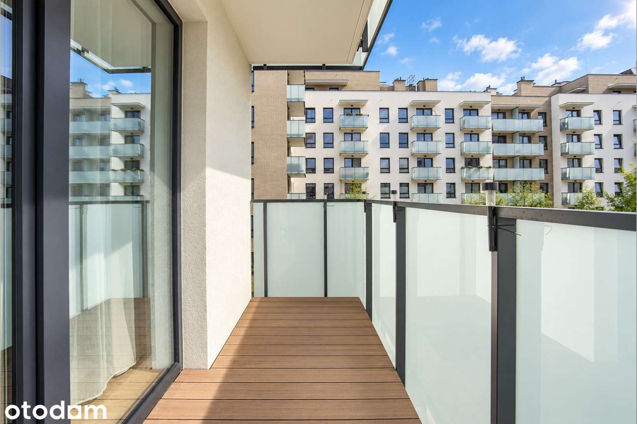 Klimatyzowane 2 pokoje z dużym balkonem i widokiem na zieleń | garaż