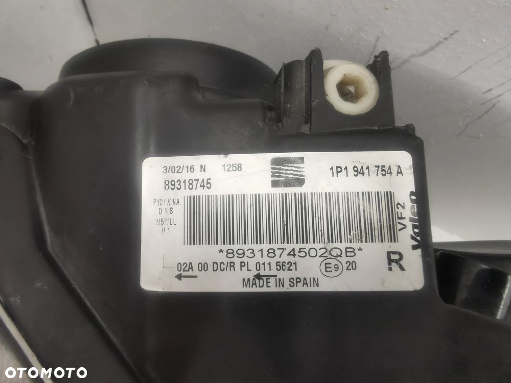 Lampa prawa Xenon Seat Leon 2 II  Altea toledo 1P1941754a  89318745 - 5