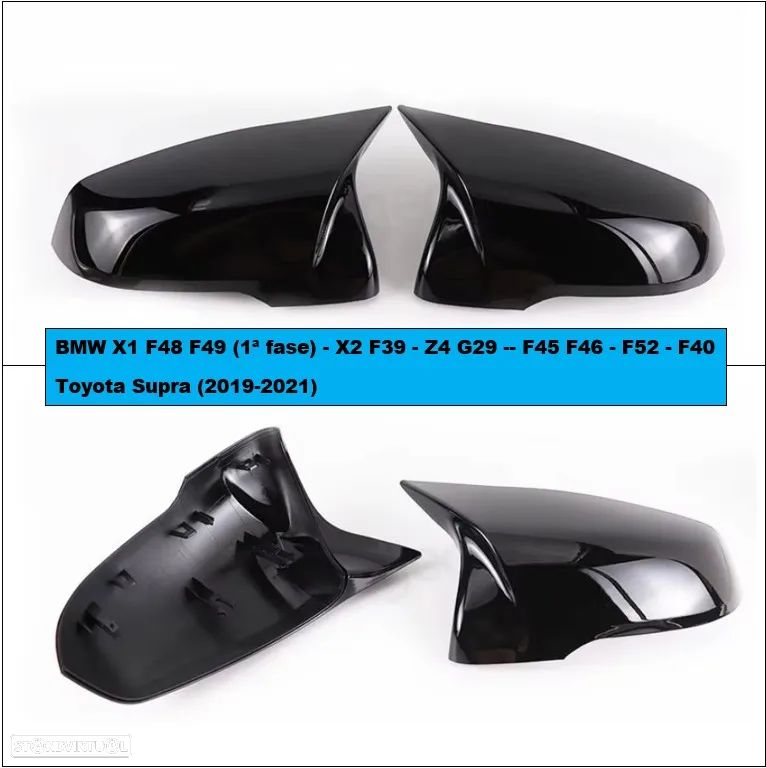 Capas retrovisor preto piano BMW F39 F40 F45 F48 F52 G29 Toyota Supra - 1
