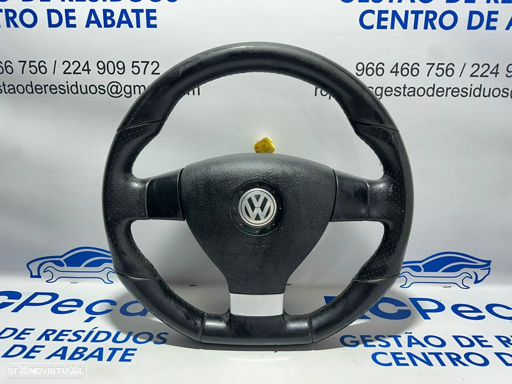 .Volante Completo Flat Bottom Pele Perfurada VW Volkswagen 1K8419091D 2005 - 2017