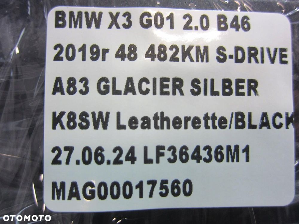 BMW X3 G01 X4 G02 KRATKA NAWIEWU TYLNA TYŁ 9363822 CZARNA 64229363822 - 14