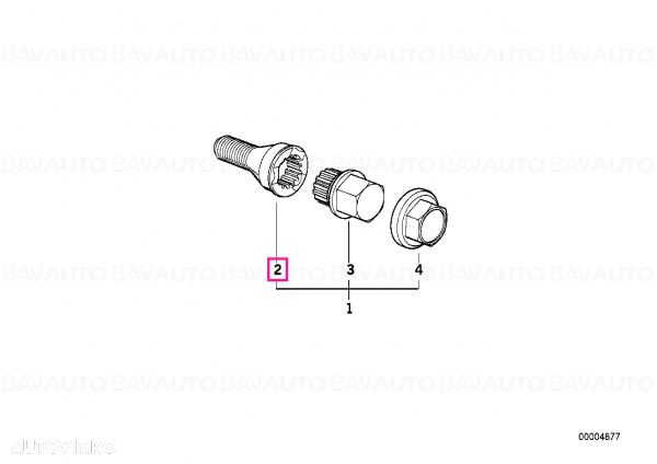 Prezon roata BMW Seria 3 (E30, E36, E46), Seria 5 (E34, E39, E60), Seria 6 (E63, E64), Seria 7 (E32, E38), Seria 8 (E31), Z1, Z3 (E36); Mini R50, R53, Original, 36131181271 - 2