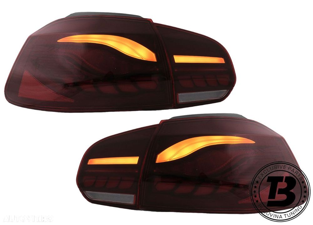 Stopuri Full LED compatibile cu VW Golf 6 VI Red Smoke Design - 7