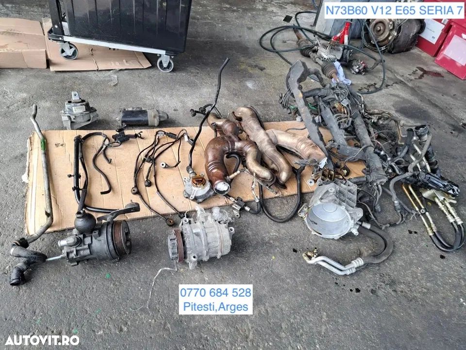 anexe motor N73 N73B60 BMW pompa servodirectie compresor clima pompa vacuum cablaj motor electromotor termoflot - 1