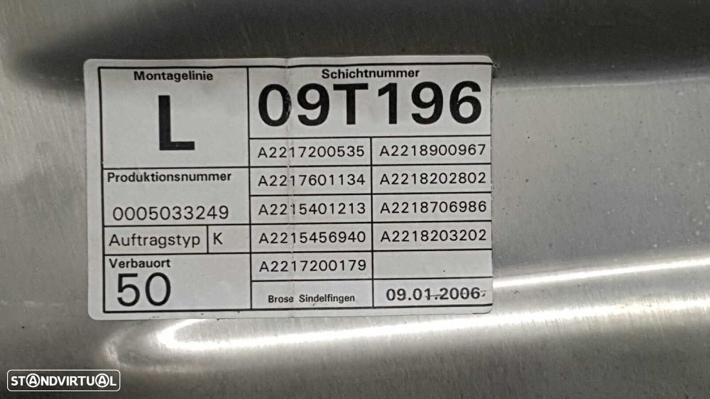 ELEVADOR FRENTE ESQUERDO MERCEDES CLASE S (W221) BERLINA 320 / 350 CDI (221.022) - 2