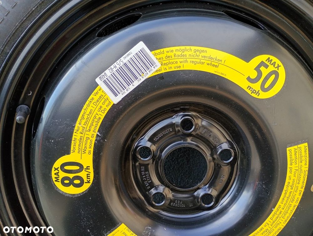koło zapasowe dojazdowe Continental T125/70R18 vw golf V IV plus touran passat b7 - 2
