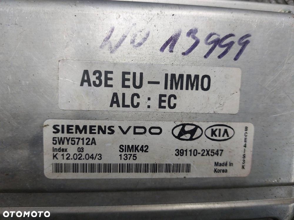 ZESTAW STARTOWY KIA RIO I 1.3 8V 39110-2X547 0K2AD677B0 95410-FD400 - 2