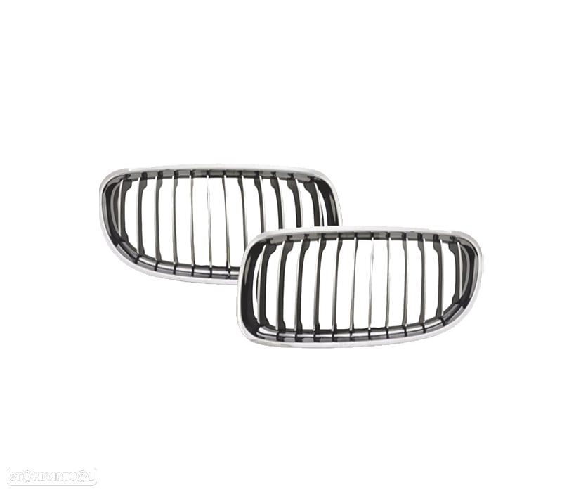 GRELHAS FRONTAIS BMW E90 08-12 PRETO CROMADO - 2