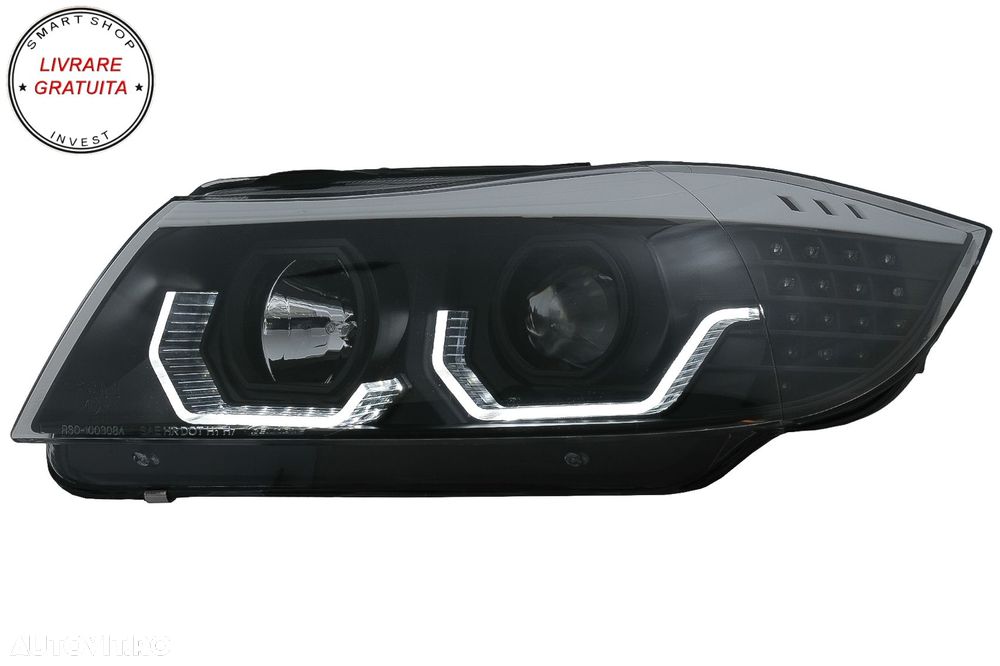 Faruri 3D LED Angel Eyes BMW Seria 3 Limousine E90 Touring E91 (03.2005-08.2008) L- livrare gratuita - 2