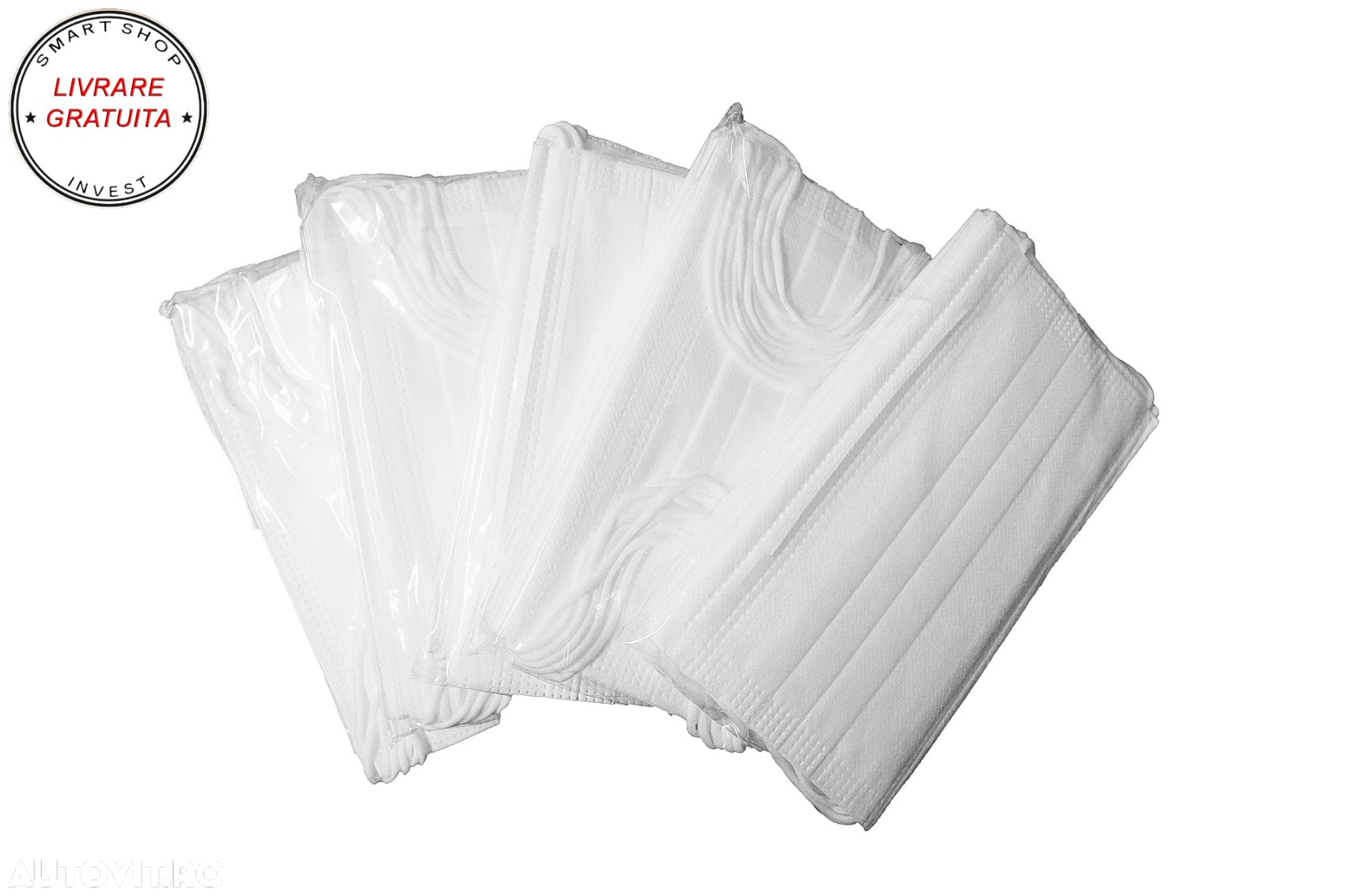 Pachet 50 masti de protectie de unica folosinta cu 3 pliuri 3 straturi cu banda de- livrare gratuita - 2