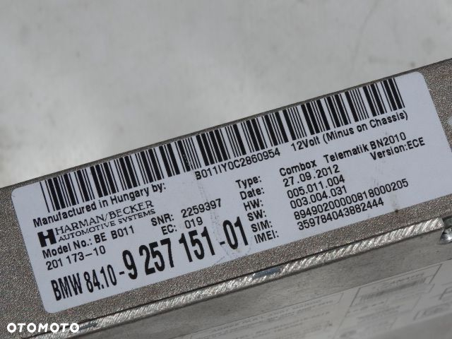 BMW F10 F20 F30 Combox Moduł Sterownik 9257151 - 9