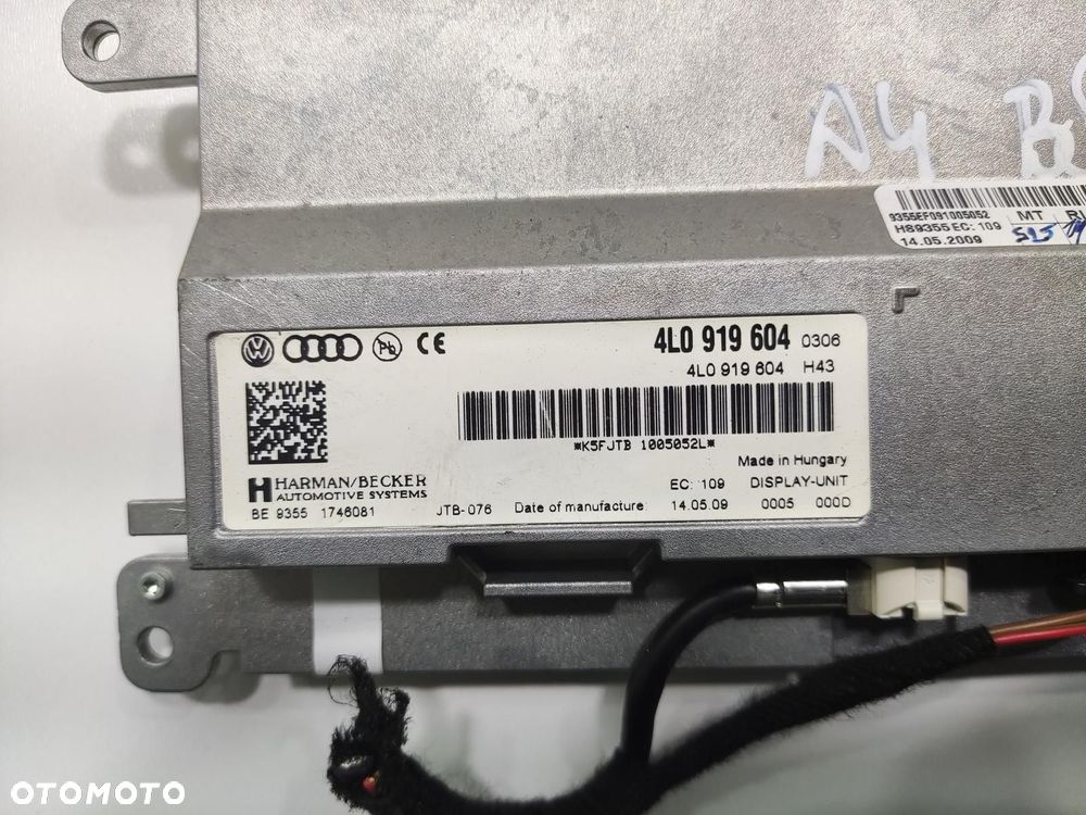 EKRAN WYŚWIETLACZ RADIA AUDI A4 B8 2008-2012 4L0919604 - 7