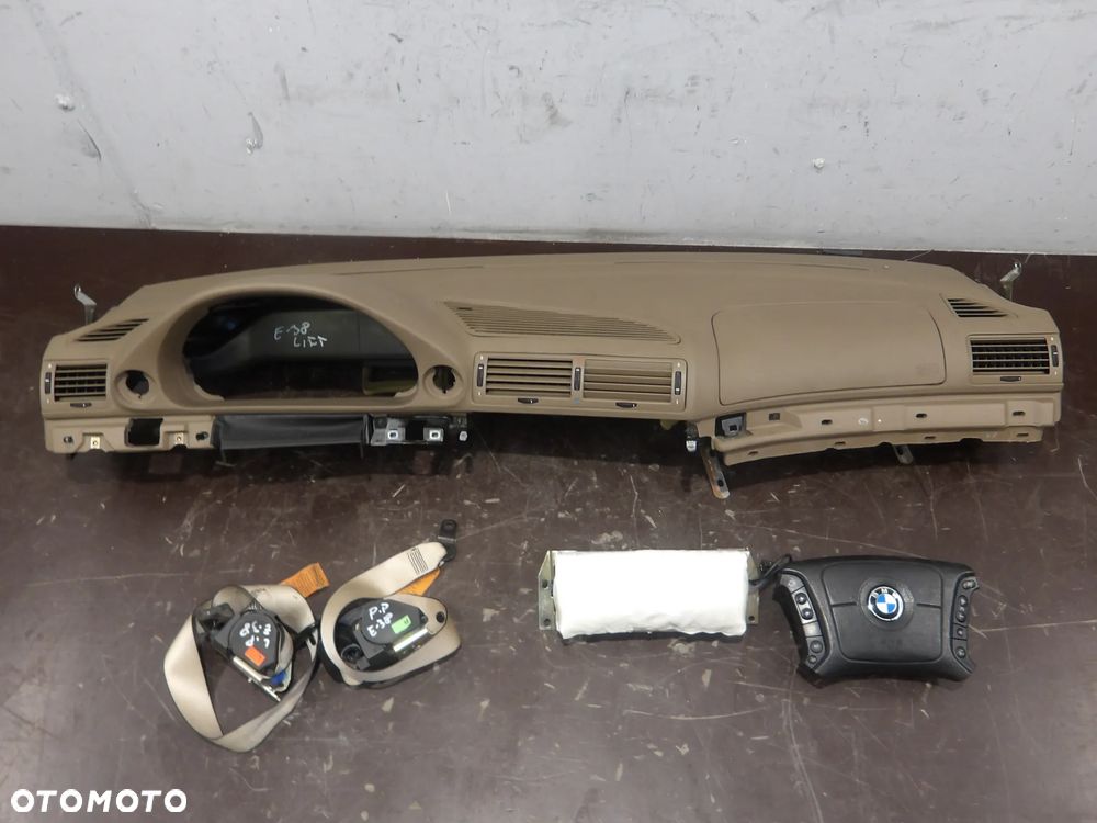 BMW E38 LIFT 99-01r. DESKA ROZDZIELCZA KONSOLA PASY BEZPIECZEŃSTWA PODUSZKA AIRBAG - 1