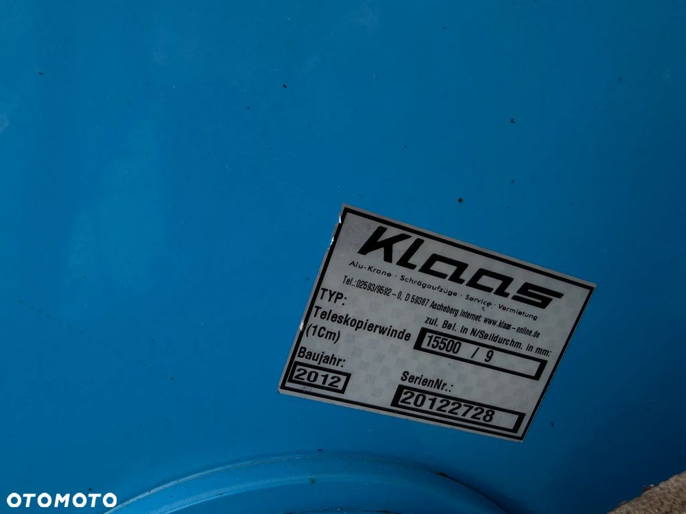 KLAAS 21/31TSP Dźwig Dekarski żuraw zwyżka podnośnik 31m. udźwig 1800kg max. Silnik Yanmar 3cyl. Dźwig Sterowany całkowicie zdalnie z pilota. Do 3,5 tony Transportowanie samochodem osobowym! Podwieszana oś Hydr. Własny Napęd Hydr. na 2 koła w terenie. Maszyna jak Nowa 2,5 tyś mtg. 2013r. Po serwisach Dekra BMWT. Sprowadzona z Norwegii. Nie różni się od nowej z salonu. Pełna Hydraulika w maszynie. Najbogatsza wersja. OKAZJA 230volt. Zero zużycia! - 29