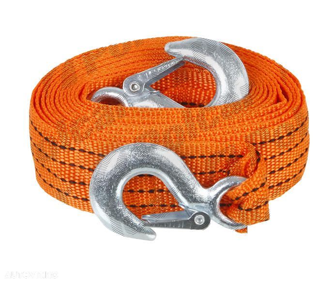 Chinga remorcare sufa ancorare si/sau ridicare chinga tractare 3 tone, lungime 4 metri, fixare cu carlige, orange - 1