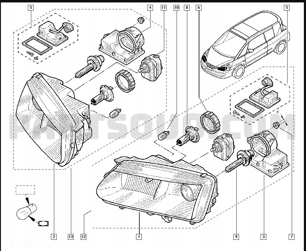 NOWA ORG OBUDOWA ŻARNIKA XENONA LAMPY RENAULT ESPACE III / AVANTIME - 7