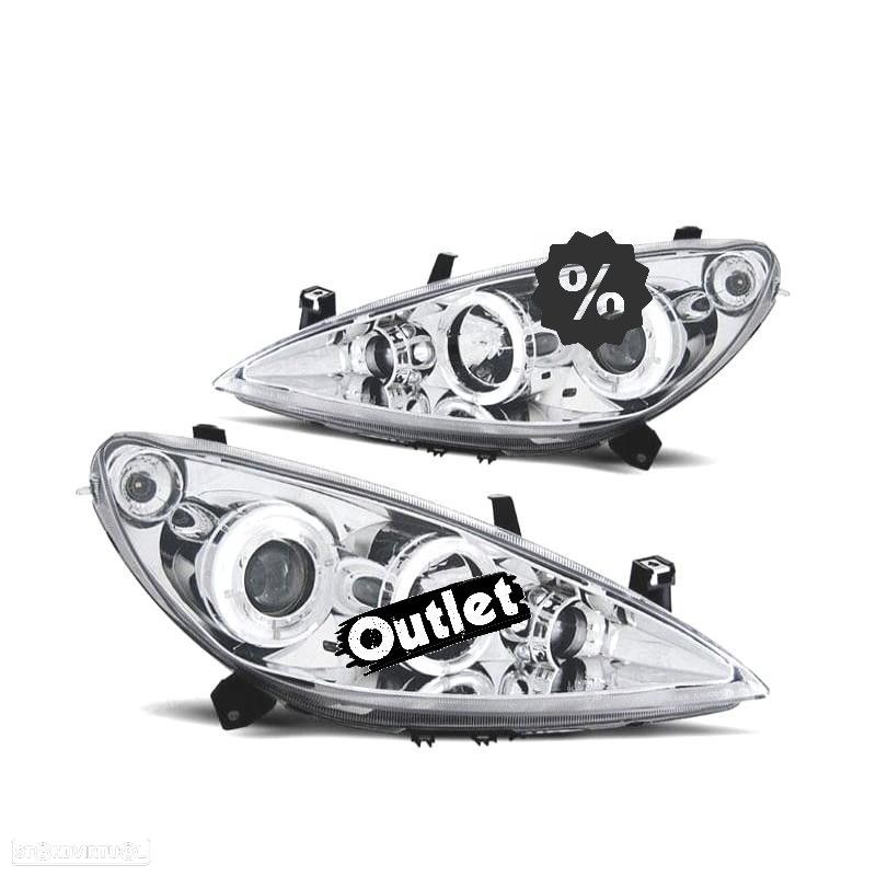 R145753C2 FARÓIS PEUGEOT 307 01-05 ANGEL EYES FUNDO CROMADO - 1