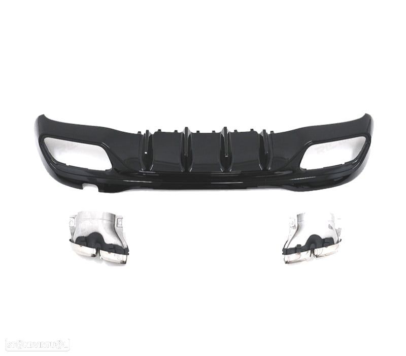 DIFUSOR MERCEDES W206 AMG 21- LOOK C63 + PONTEIRAS DE ESCAPE CROMADAS - 8