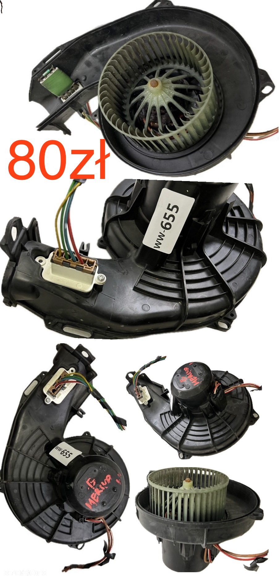 Wentylator dmuchawa nagrzewnicy Alfa Romeo Fiat Renault Clio IV Opel Meriva A 2003-2010r Mercedes C W203 2000-2007r VW UP! 2011-2023r Seat Mii 2011-2023r Skoda Citygo 2011-2023r Renault Megane IV 2016r-> Fiat 500 Jaguar XF X250 Audi A6 C6 - 4