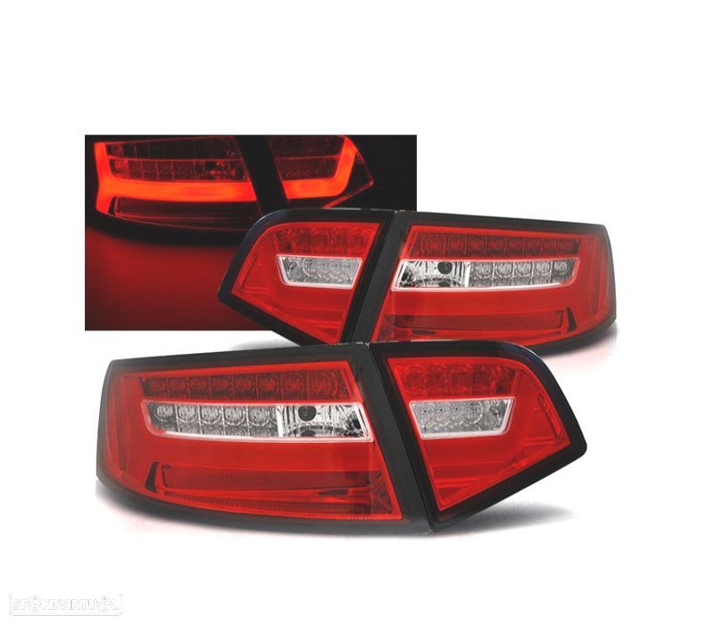 FAROLINS TRASEIROS PARA AUDI A6 4F 08-11 LIGHT BAR VERMELHO CROMADO - 1