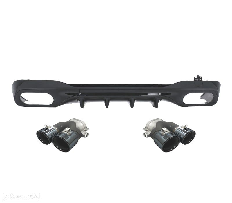 DIFUSOR MERCEDES W206 AMG 21- LOOK C43 + PONTEIRAS DE ESCAPE PRETAS - 2
