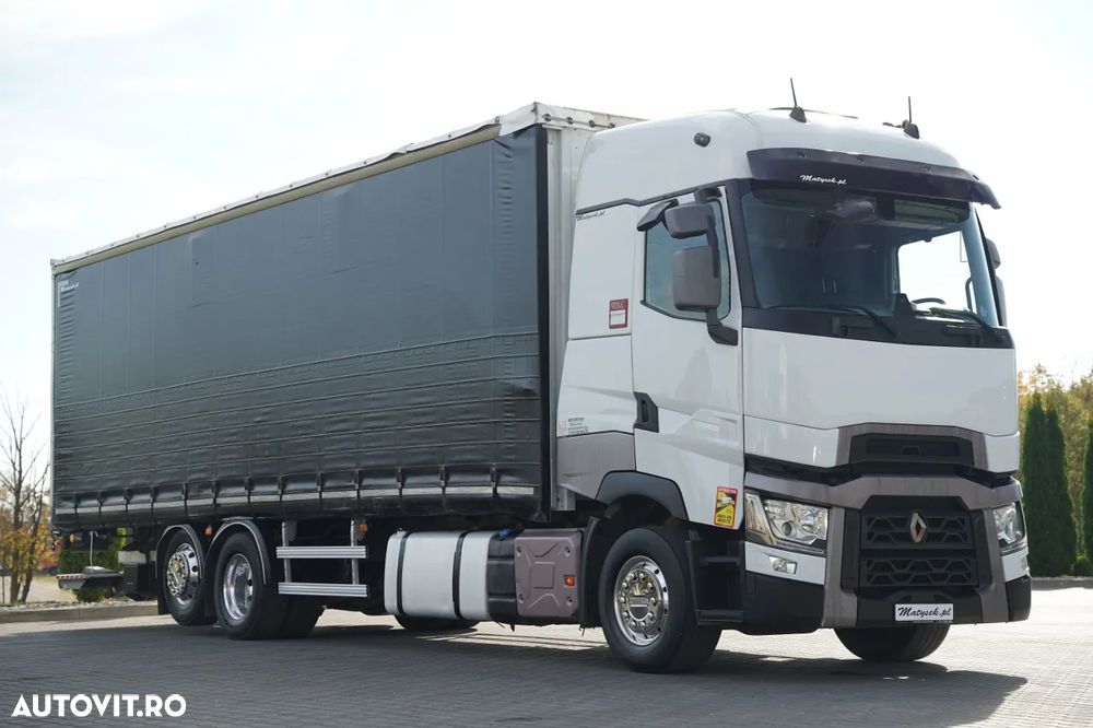 Renault T 440 / 6x2 / PRELATĂ CULISANTĂ (CURTAINSIDER) - 9,5 M / CAMION RIGID / PLATFORMĂ HIDRAULICĂ DHOLLANDIA - 2.000 KG / AXĂ RIDICABILĂ / PODEA REZISTENTĂ (HEAVY-DUTY) / EURO 6 - 8