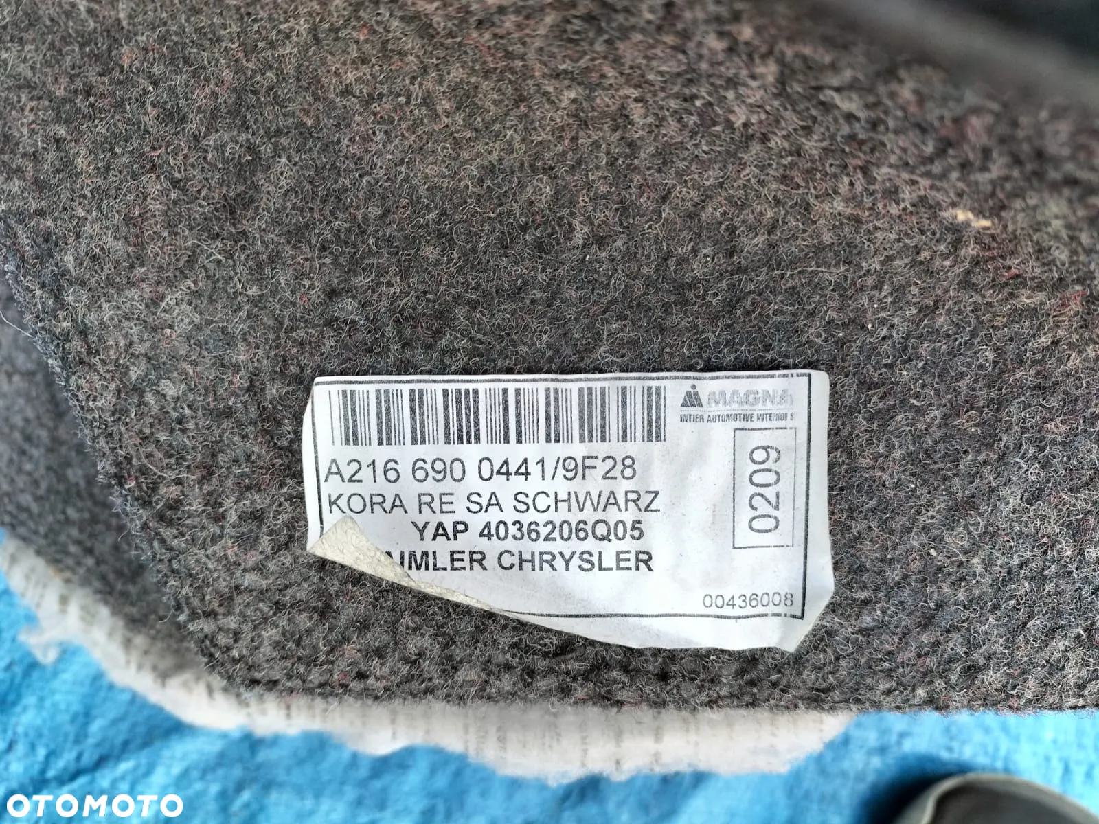 TAPICERKA BAGAŻNIKA KOMPLET PODŁOGA DYWAN WYKŁADZINA BOCZKI BOCZEK LEWY PRAWY WNĘKA KOŁA ZAPASOWEGO A2166800342 A2166900341 A2166900441 A2166900841 A2166940028 A2166900925 9F28 A2166900825 CZĘŚCI MERCEDES CL W216 - 10