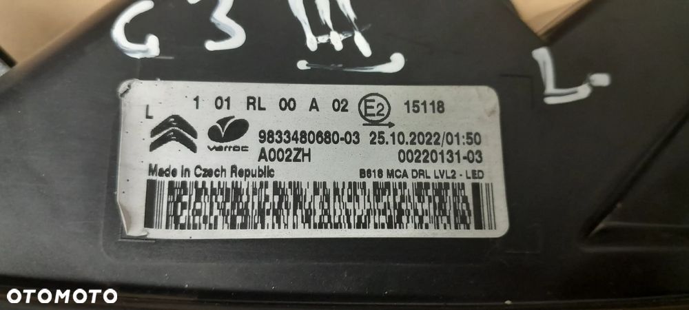 CITROEN C3 III LIFT ŚWIATŁO DO JAZDY DZIENNEJ LED LEWY PRAWY USZKODZONY - 11