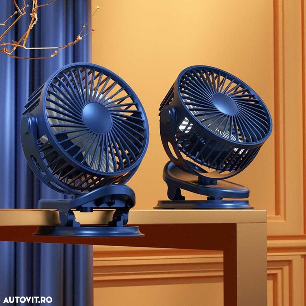 Ventilator auto,birou,etc dublu cu functie de RACIRE prin USB  12-220V - 6
