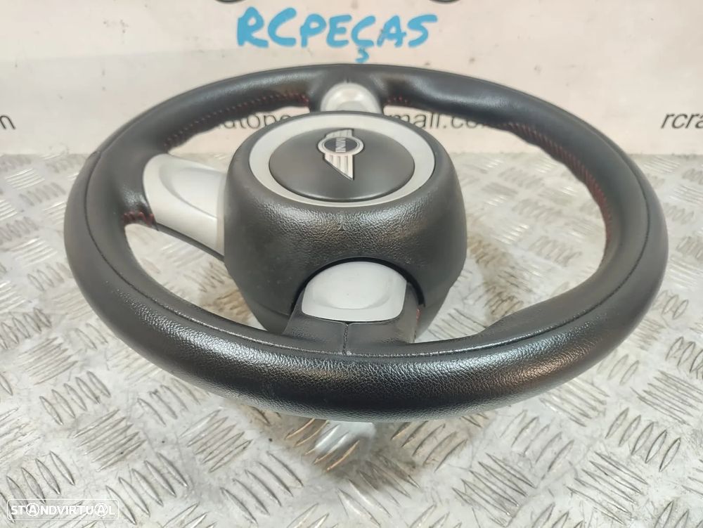 Volante completo 3 braços Mini Cooper R56 em pele com costura vermelha 6794624 - 5