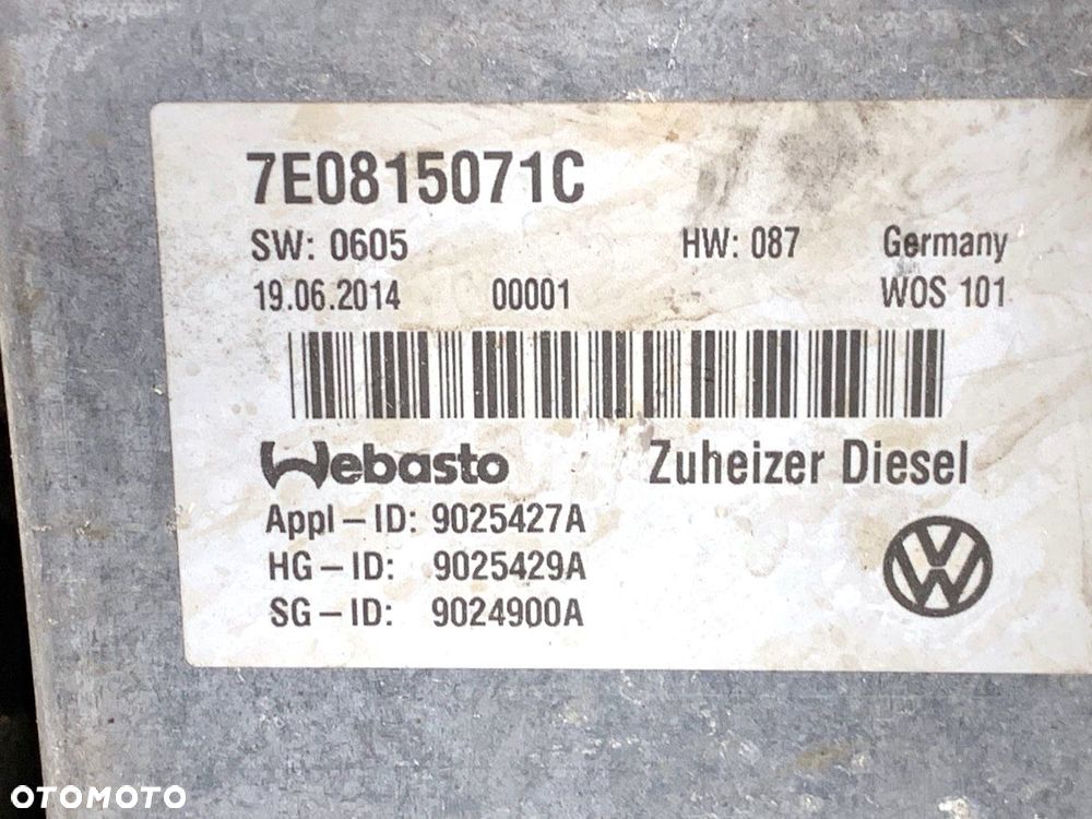 WEBASTO VW TRANSPORTER V Autobus (7HB, 7HJ, 7EB, 7EJ) 2003 - 2015 1.9 TDI 75 kW [102 KM] olej - 5