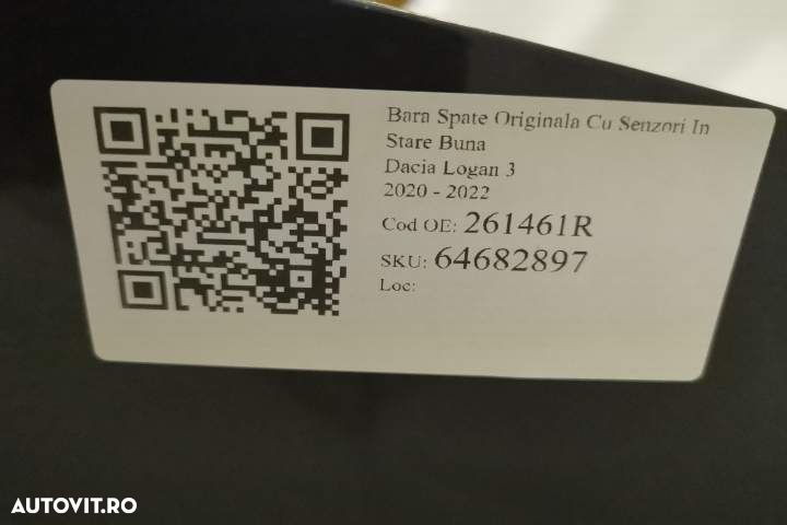 Bara Spate Originala Cu Senzori In Stare Buna  Dacia  Logan  3 2020 20 - 8