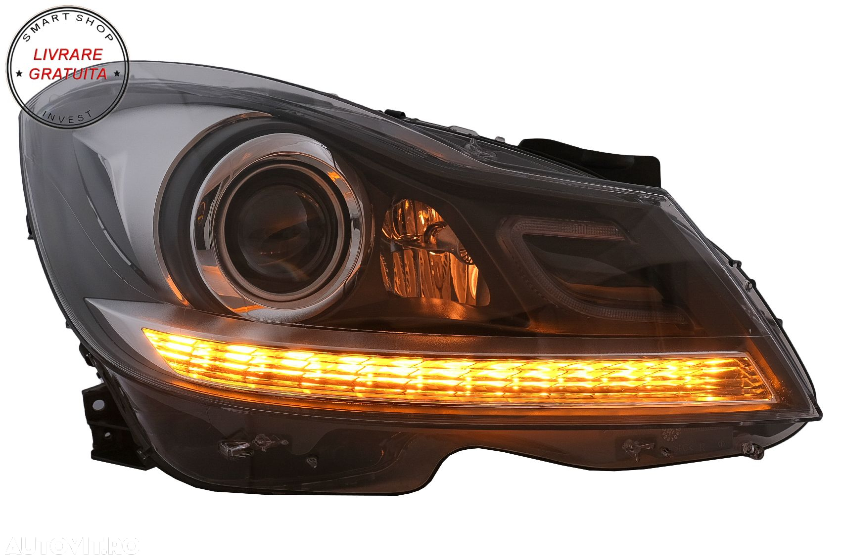 Faruri LED DRL Mercedes C-Class W204 S204 Facelift (2011-2014) Negru Semnal Dinami- livrare gratuita - 14