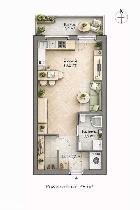 Mieszkanie, 28 m², Warszawa