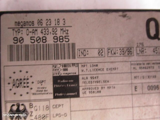 Modulo 90508985 OPEL VECTRA B 1998 IMOBILIZADOR - 3