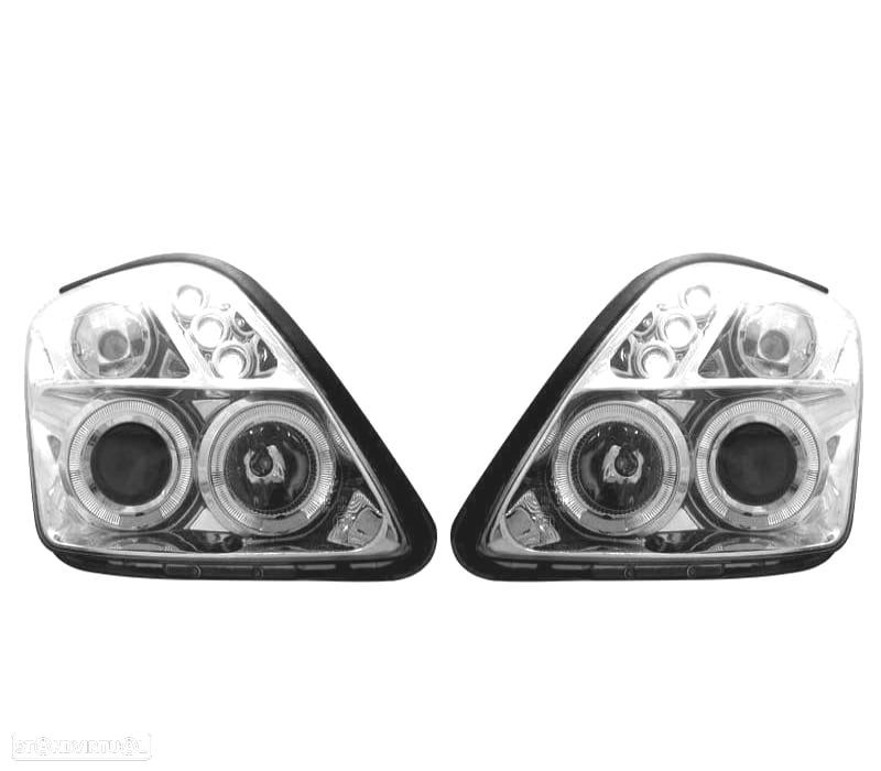 FARÓIS FRONTAIS SUKUZI SWIFT 05-10 ANGEL EYES FUNDO CROMADO - 1